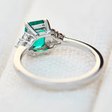 lab grown emerald platinum engagement ring