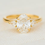 lab grown oval diamond yellow gold engagement ring