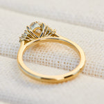 oval lab grown trefoil diamond yellow gold engagement ring