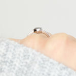 Platinum salt and pepper hexagon diamond engagement pavé ring