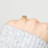 18ct yellow gold salt and pepper emerald cut diamond engagement solitaire ring