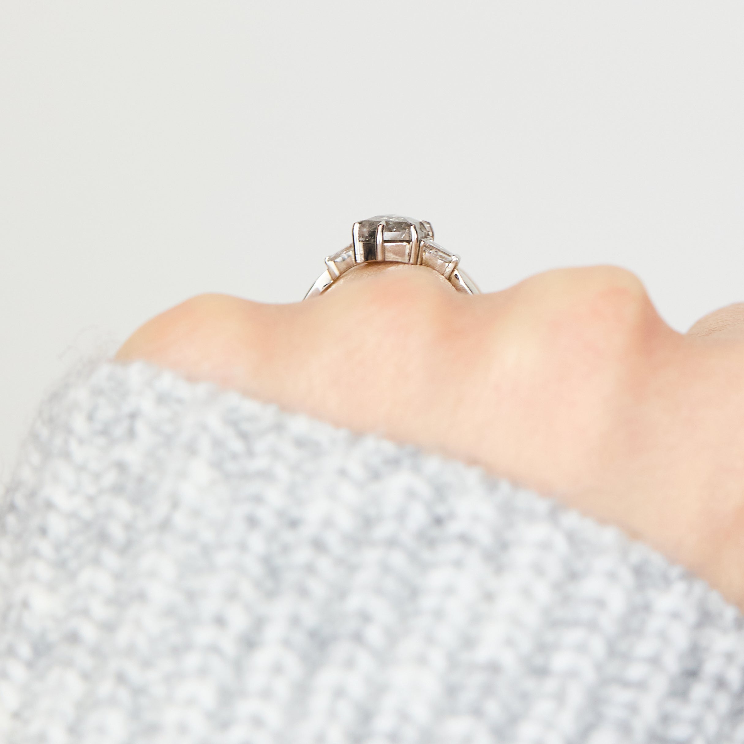 Salt and pepper engagement ring