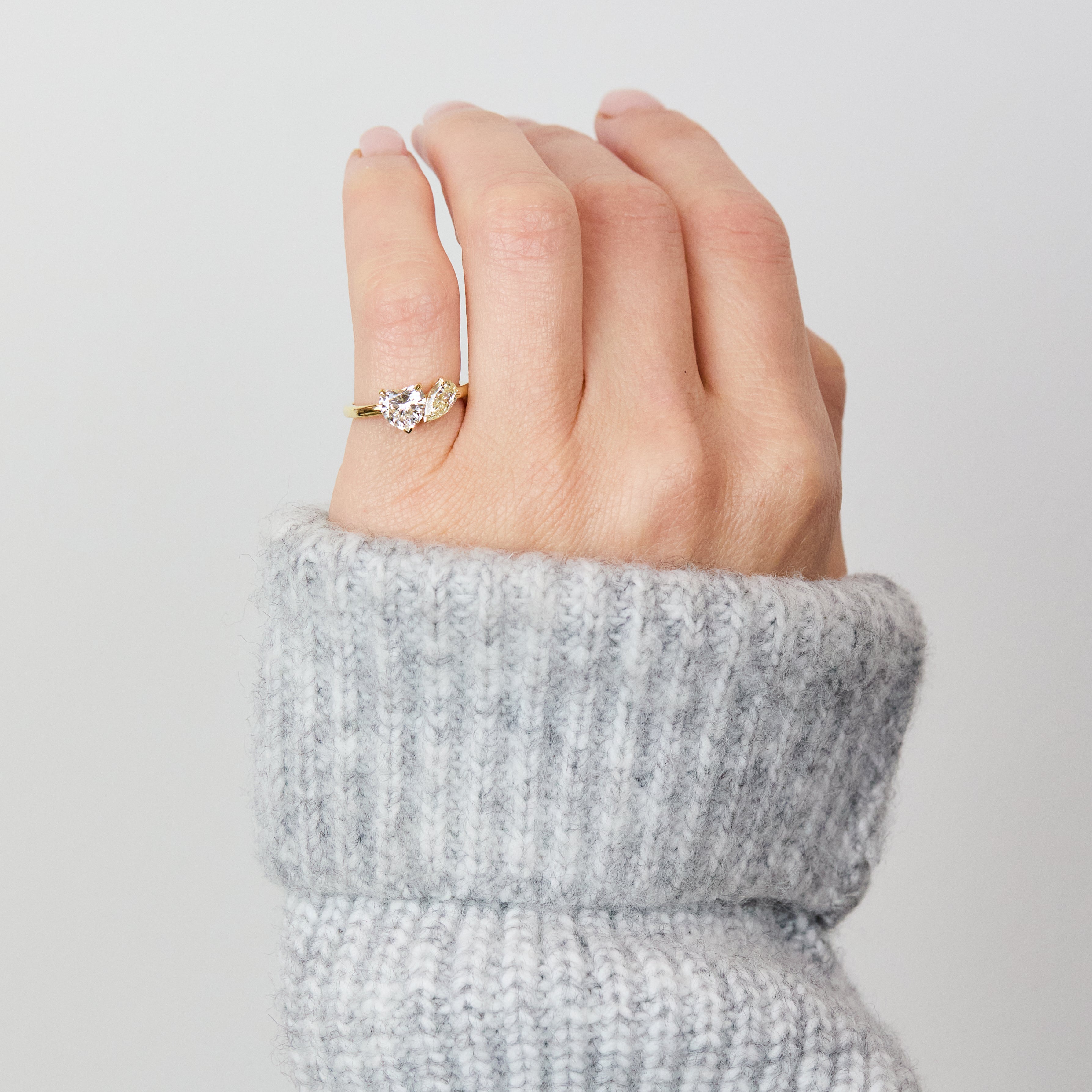 Heart & Pear Shape Natural Diamond Engagement Ring