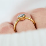 18ct yellow gold salt and pepper round brilliant cut diamond engagement bezel ring