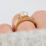 cushion cut lab grown diamond solitaire engagement ring in yellow gold