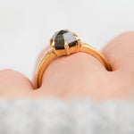 hexagon salt and pepper diamond trilogy engagement ring in yellow gold