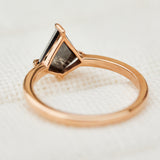 kite shape salt and pepper diamond solitaire engagement ring