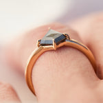 kite shape salt and pepper engagement ring