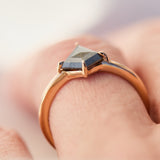 kite shape salt and pepper engagement ring