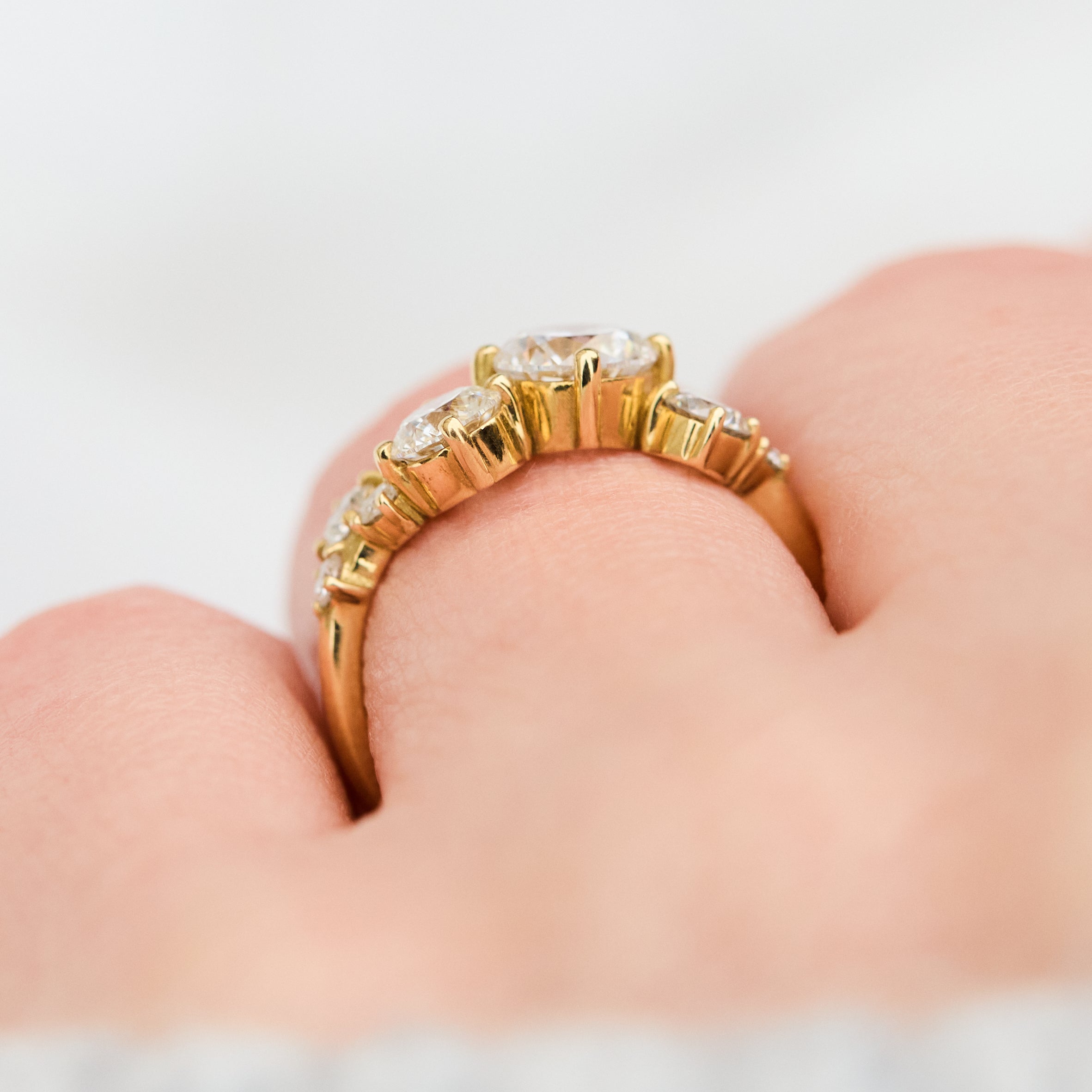 one of a kind eight diamond yellow gold engagement ring