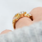 one of a kind seven lab grown diamond yellow gold engagement ring