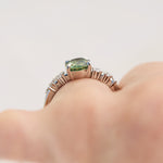 oval green sapphire platinum engagement ring