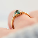 oval green teal sapphire ring