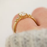 oval lab grown diamond yellow gold engagement ring uk