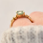 oval mint green sapphire yellow gold engagement ring
