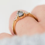 Pear Shape Salt and Pepper Diamond Engagement Ring