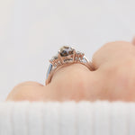 pear shape salt and pepper diamond engagement ring in platinum