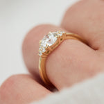 round lab grown diamond yellow gold engagement ring