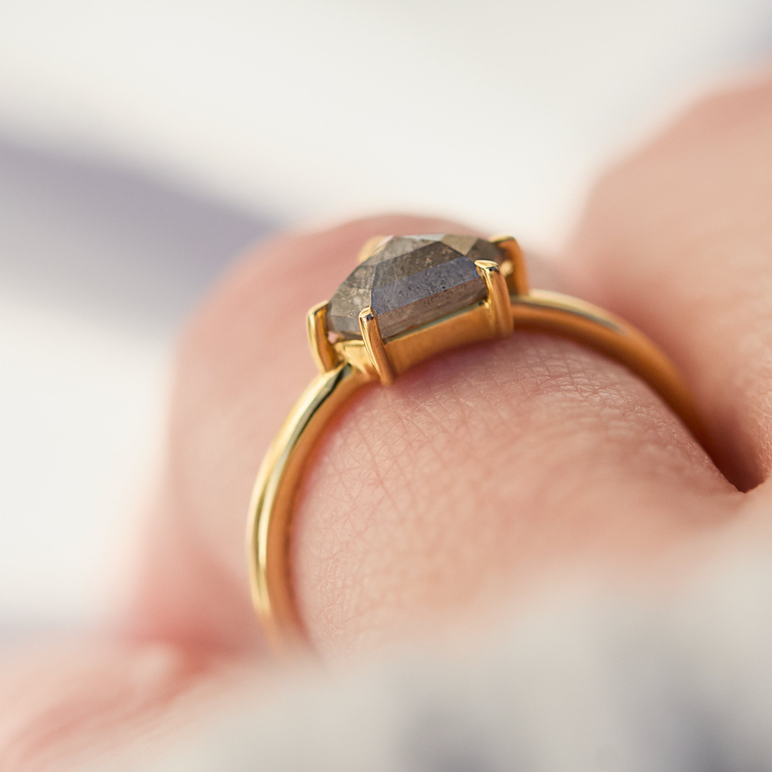 Shield Salt and Pepper Diamond Ring