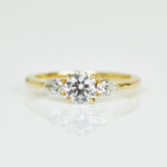 18ct yellow gold brilliant round cut trilogy lab grown diamond ring UK