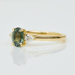 Oval Green Sapphire Engagement Ring, Luna Setting