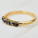 marley black diamond wedding band in yellow gold