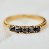 marley black diamond wedding band in yellow gold