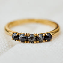 marley black diamond wedding band in yellow gold