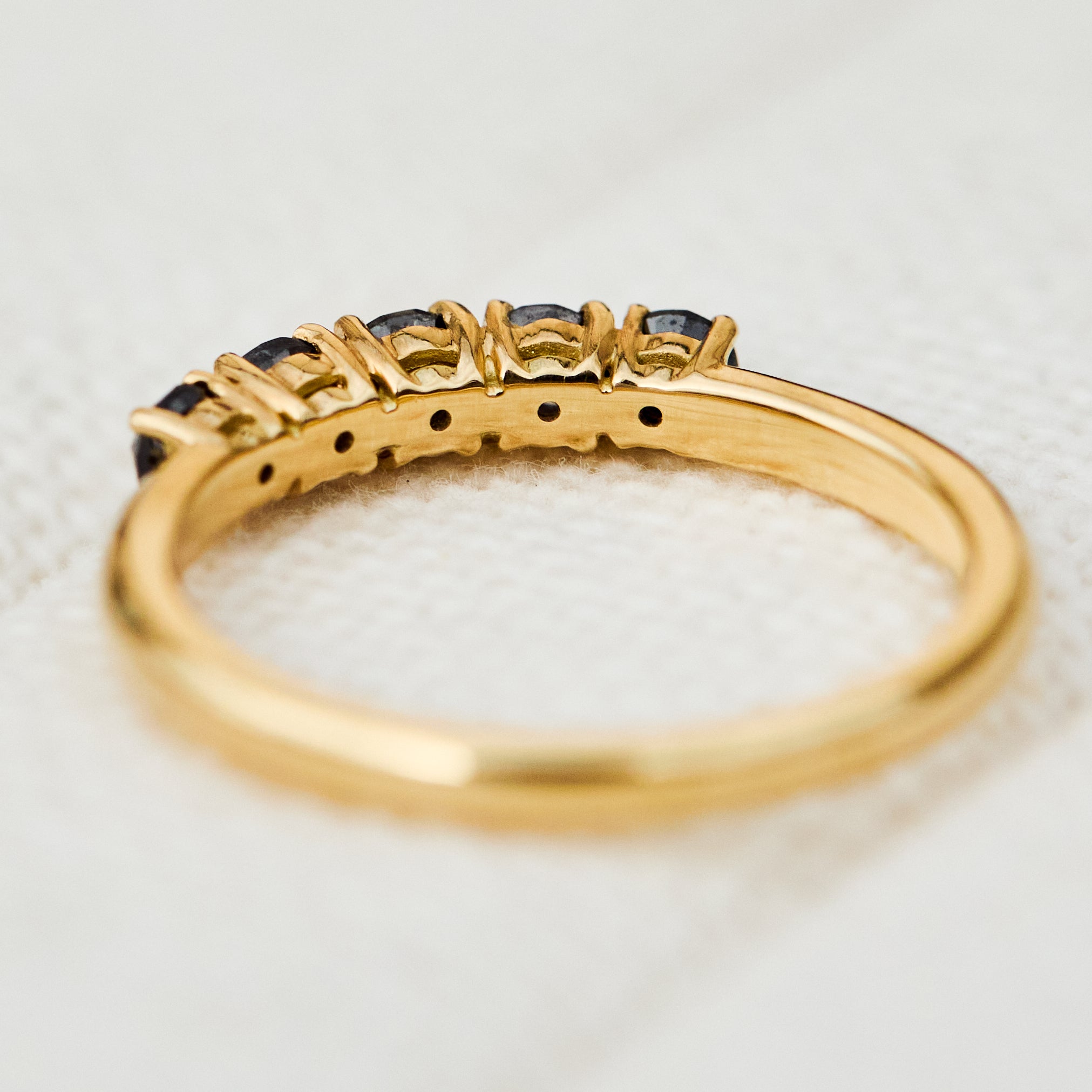 marley black diamond wedding band in yellow gold