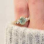 mint green sapphire yellow gold engagement ring