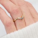 mixed diamond wedding band in yellow gold