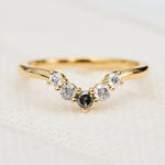mixed diamond wedding band in yellow gold