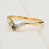 mixed diamond wedding band in yellow gold
