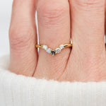 mixed diamond wedding band in yellow gold