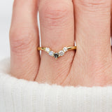 mixed diamond wedding band in yellow gold