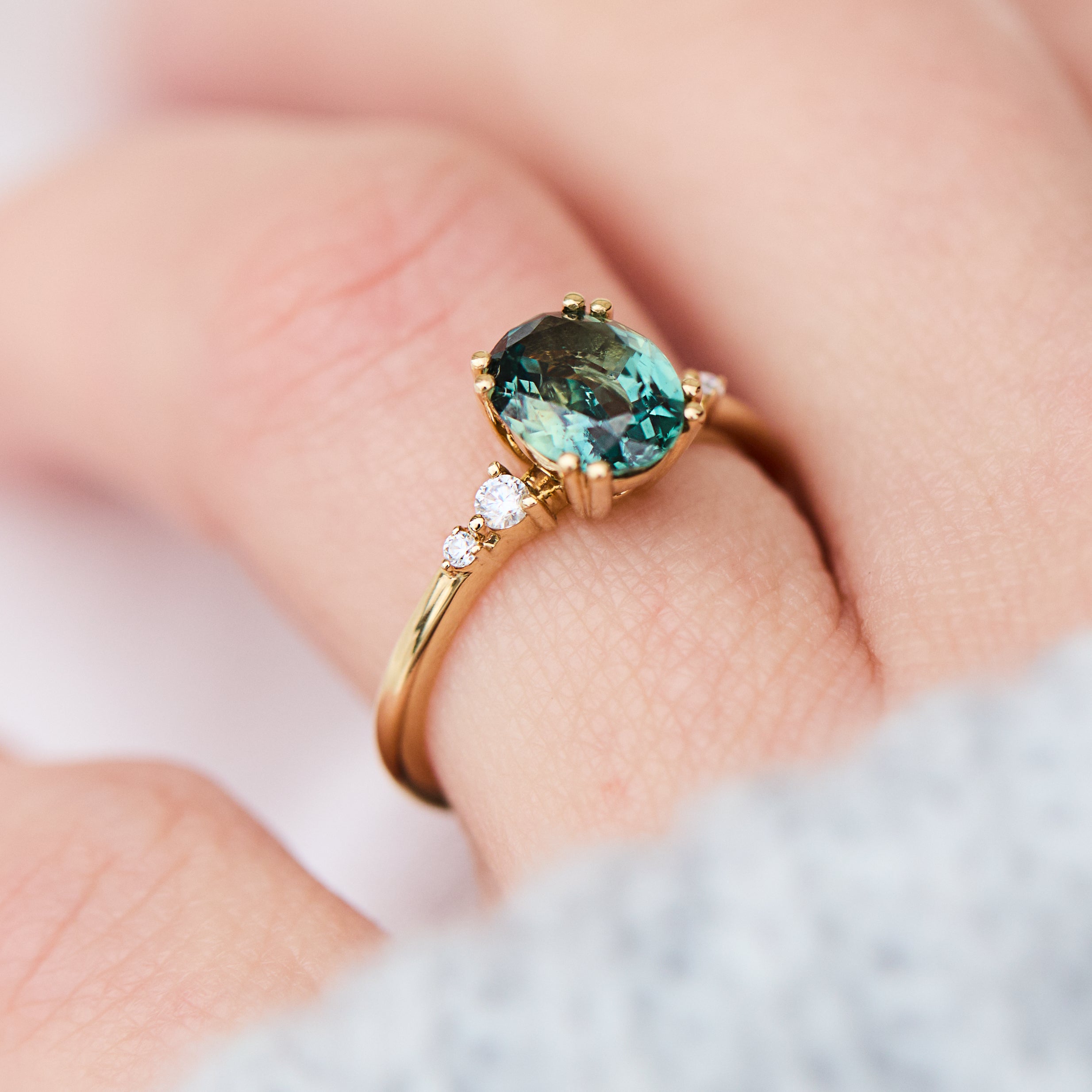 Oval Teal Montana Sapphire Engagement Ring