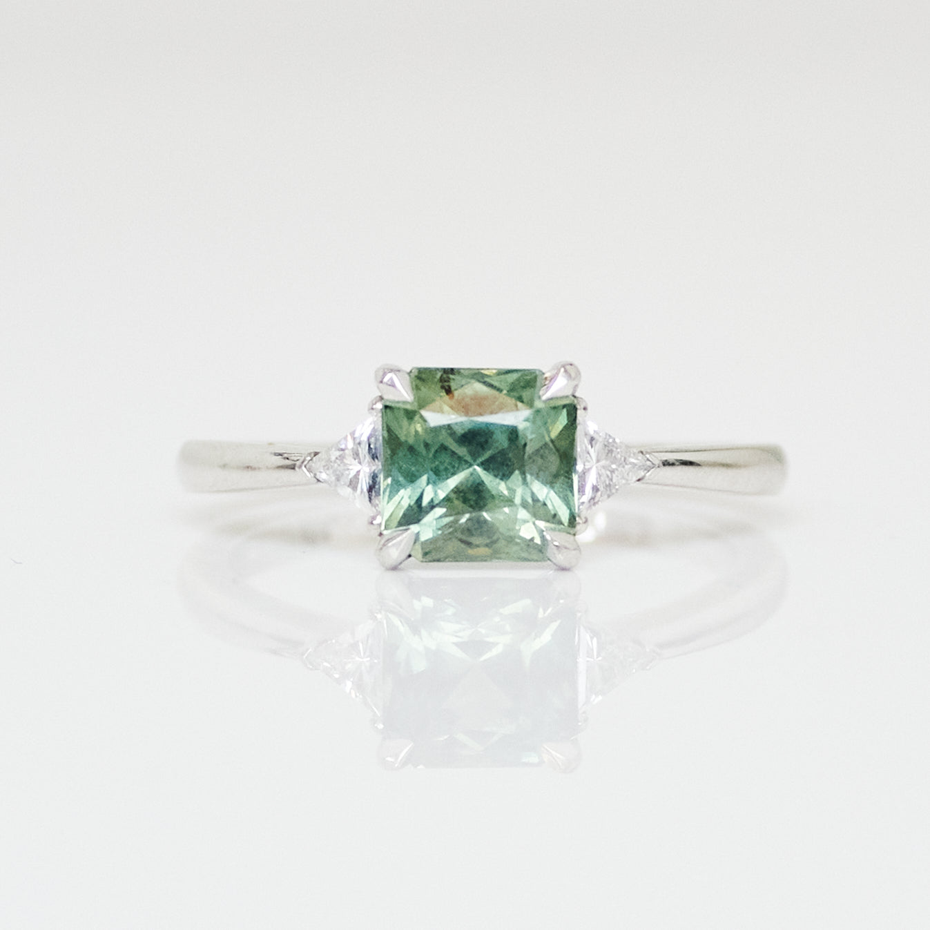 Green Sapphire Engagement Ring, Freya Setting