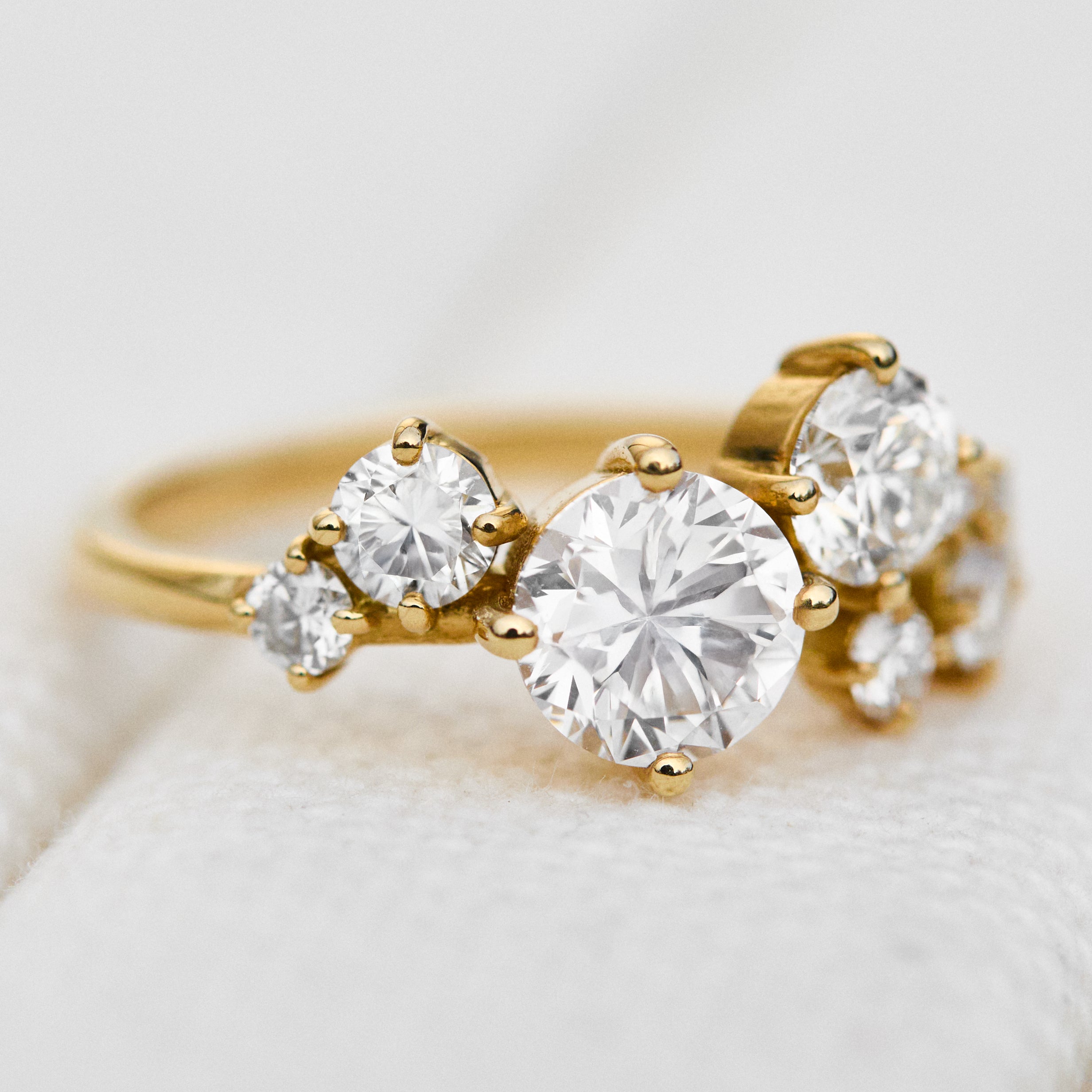 one of a kind eight diamond yellow gold engagement ring