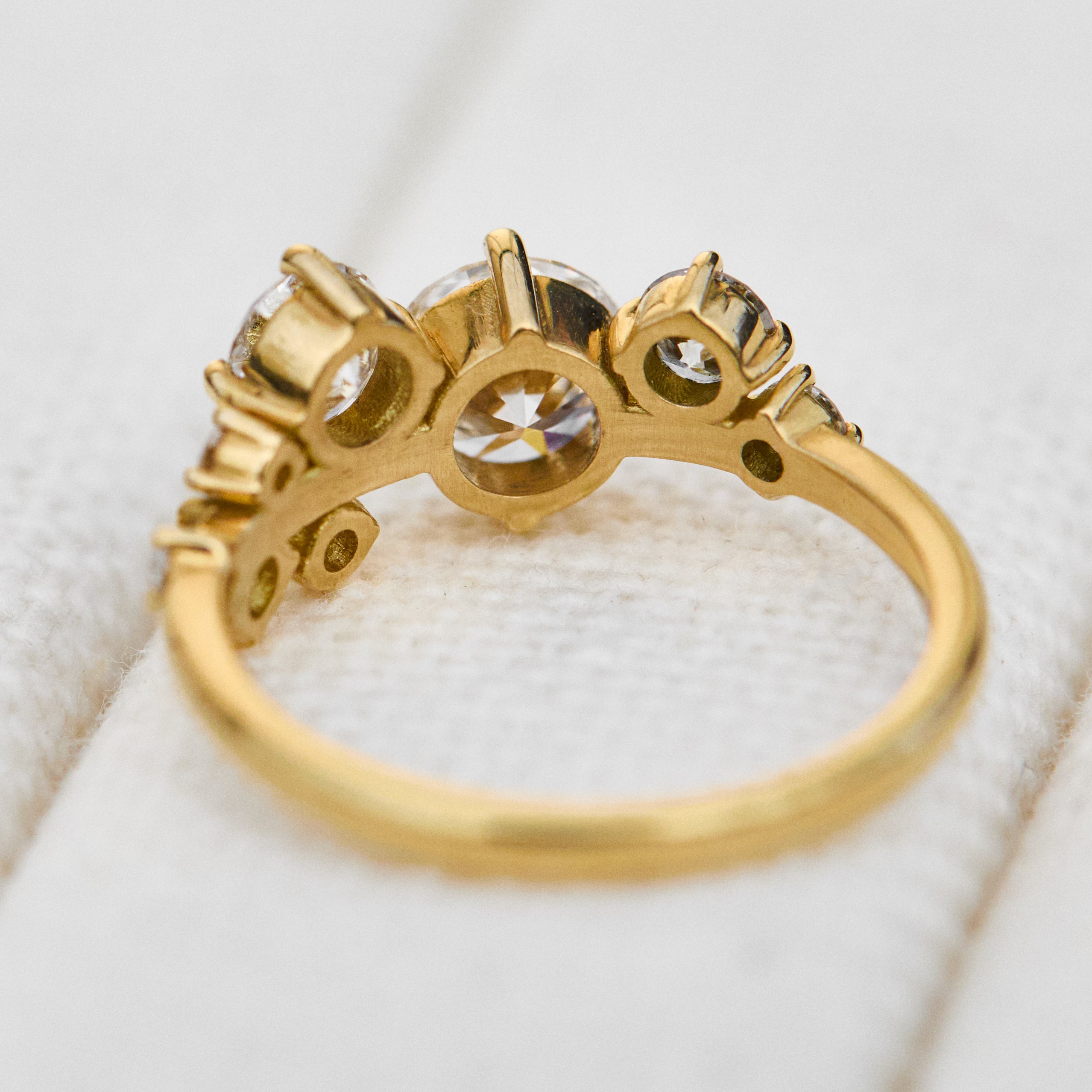 one of a kind eight diamond yellow gold engagement ring