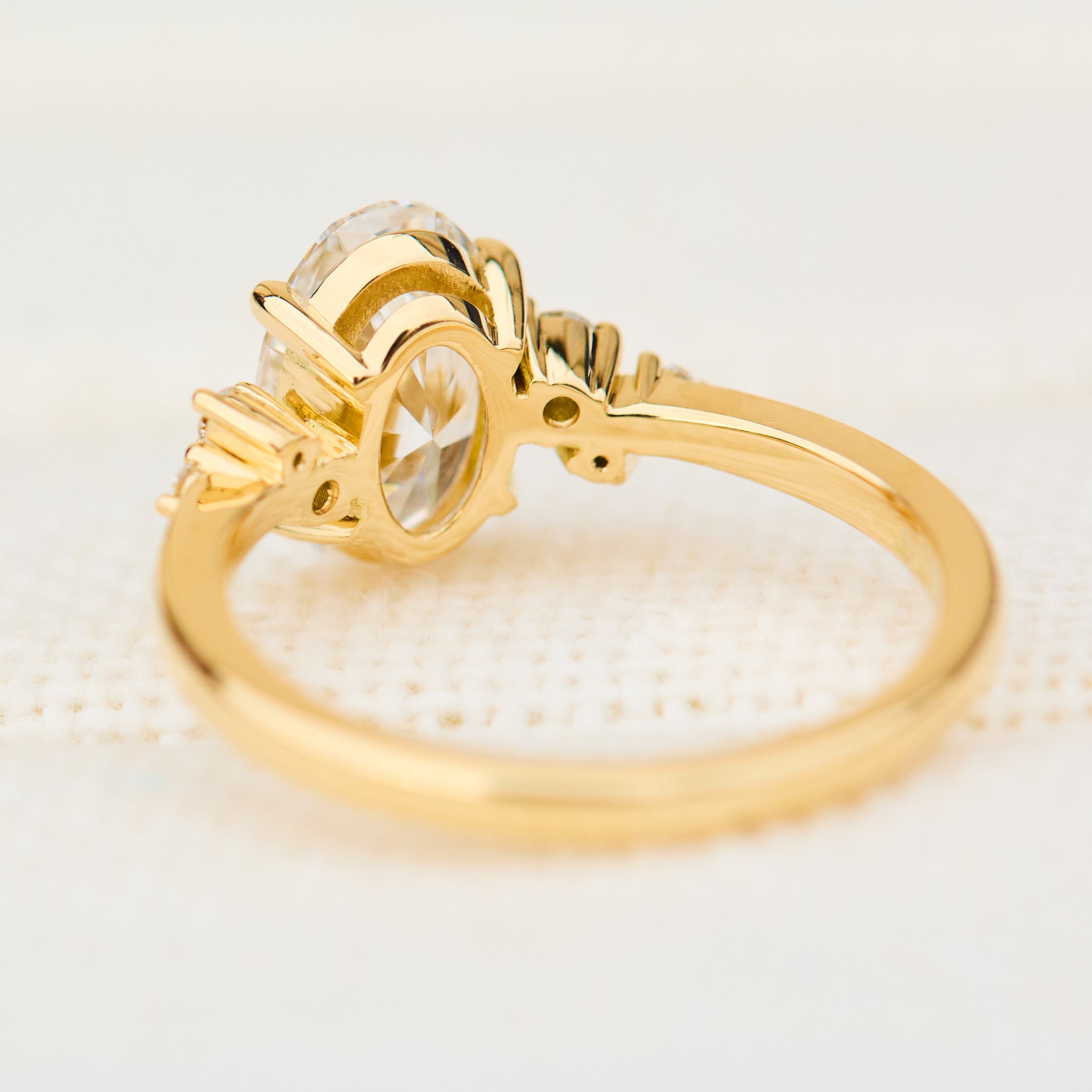 one of a kind oval lab grown diamond engagement ring in yellow gold