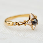 one of a kind salt and pepper engagement ring