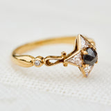 one of a kind salt and pepper engagement ring