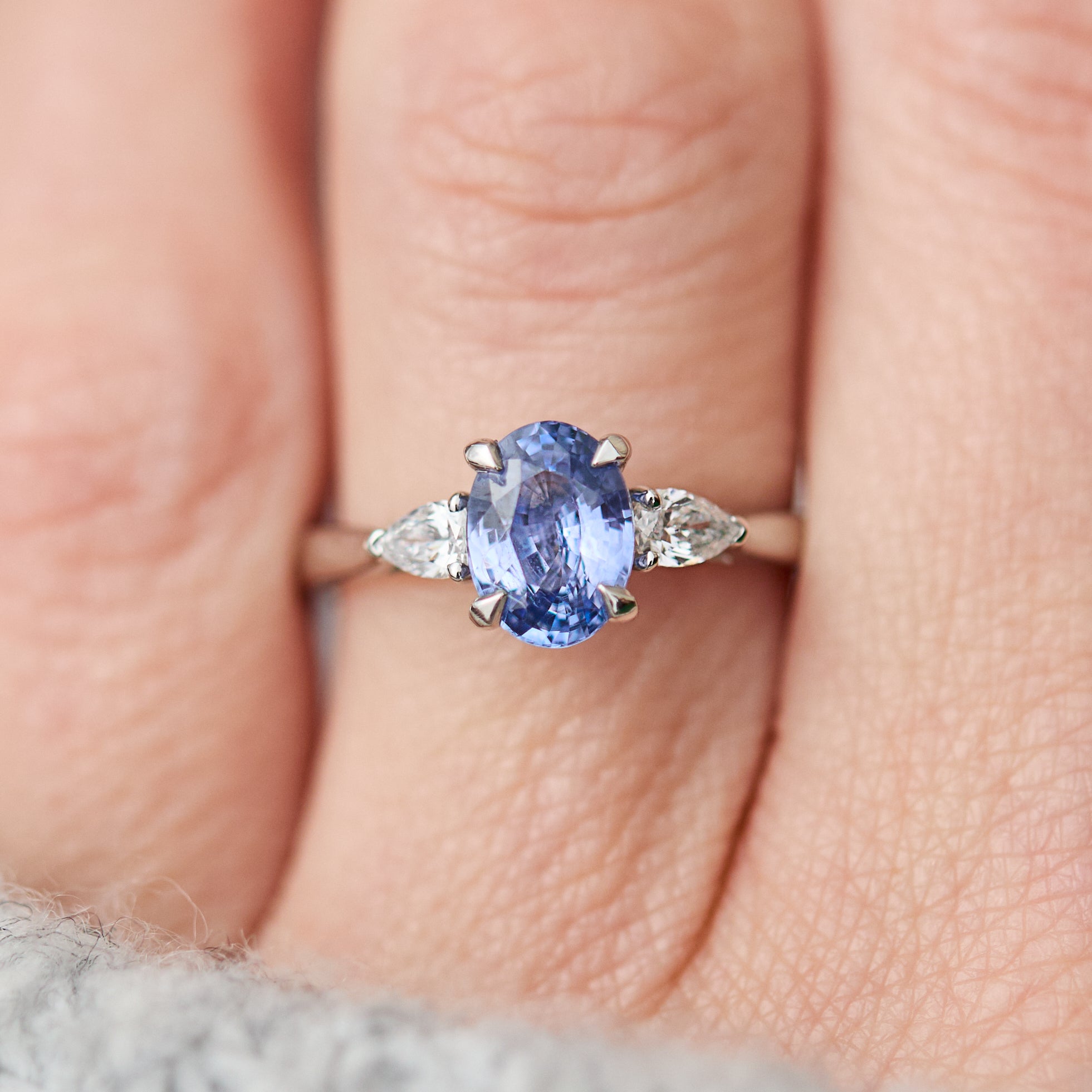 oval blue sapphire engagement ring