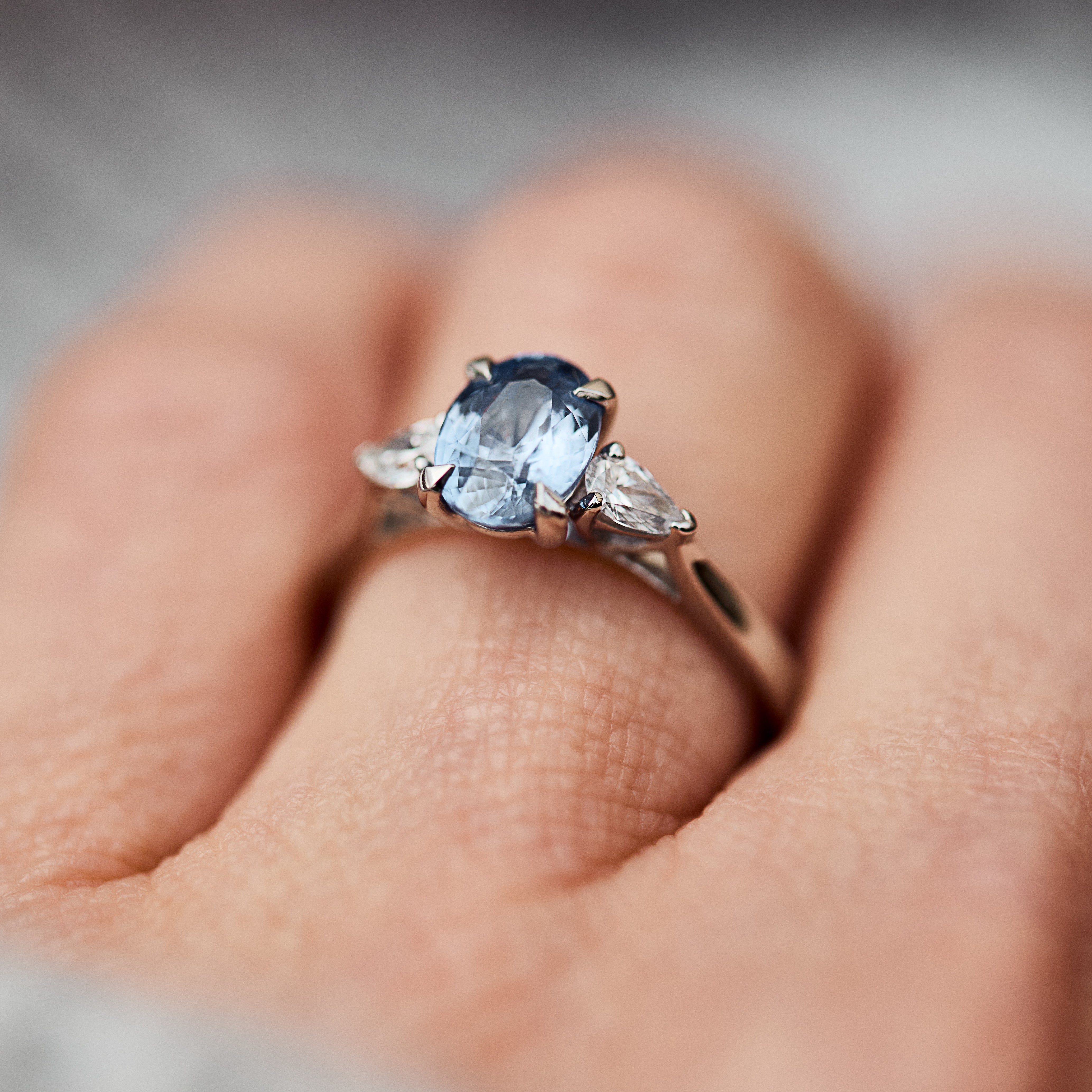 oval blue sapphire engagement ring