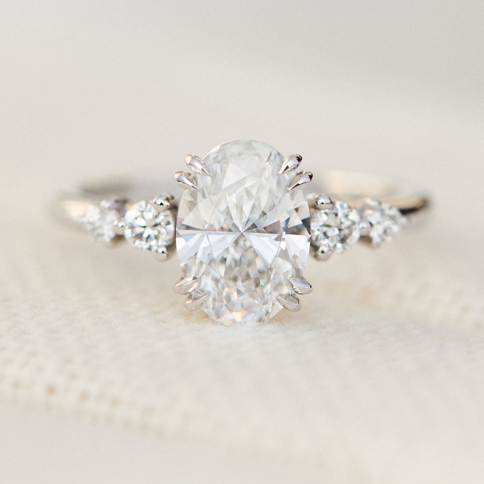 oval diamond platinum engagement ring 