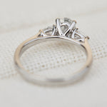 oval lab grown diamond trilogy engagement ring in platinum