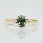 Oval Green Sapphire Engagement Ring, Luna Setting