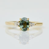 Oval Green Sapphire Engagement Ring, Luna Setting