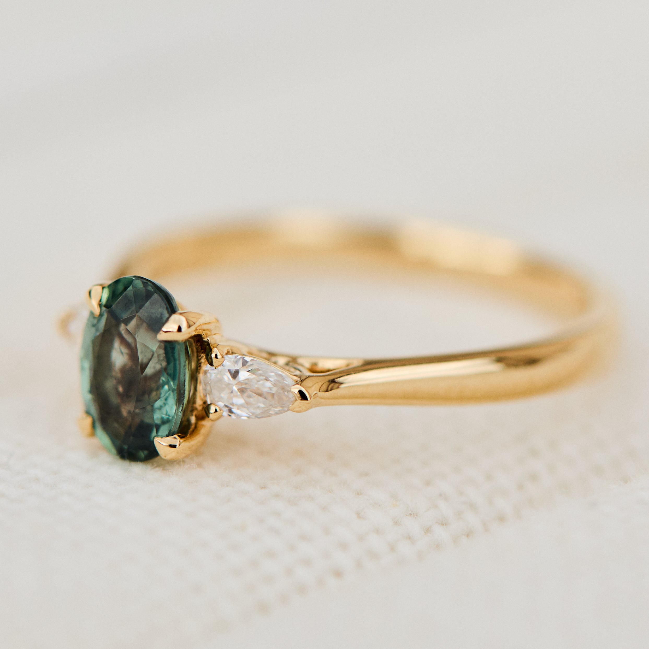 Oval Green Sapphire Engagement Ring