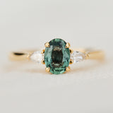 Oval Green Sapphire Engagement Ring